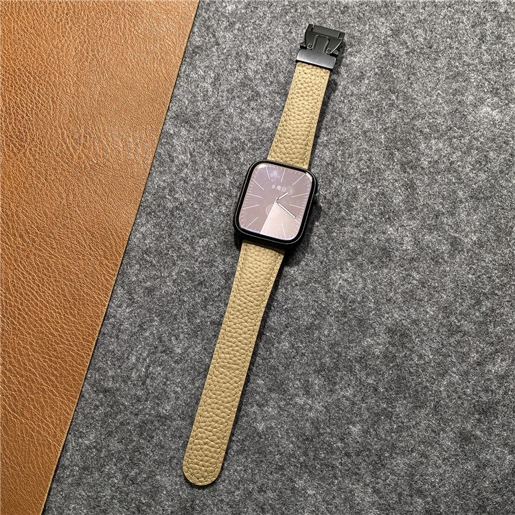 Genuine Cow Leather Strap for Apple Watch Series 10 Ultra 9 8 7 SE 6 5 4 3 2 1 46mm 49mm 45mm 44mm 42mm Magnetic Buckle Watch Band - Apricot