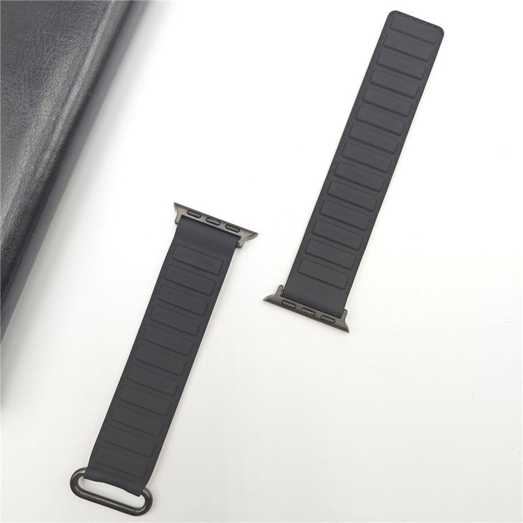 Silicone Strap for Apple Watch Series 10 Ultra 9 8 7 SE 6 5 4 3 2 1 46mm 49mm 45mm 44mm 42mm Magnetic Buckle Watch Band - Black+Brown