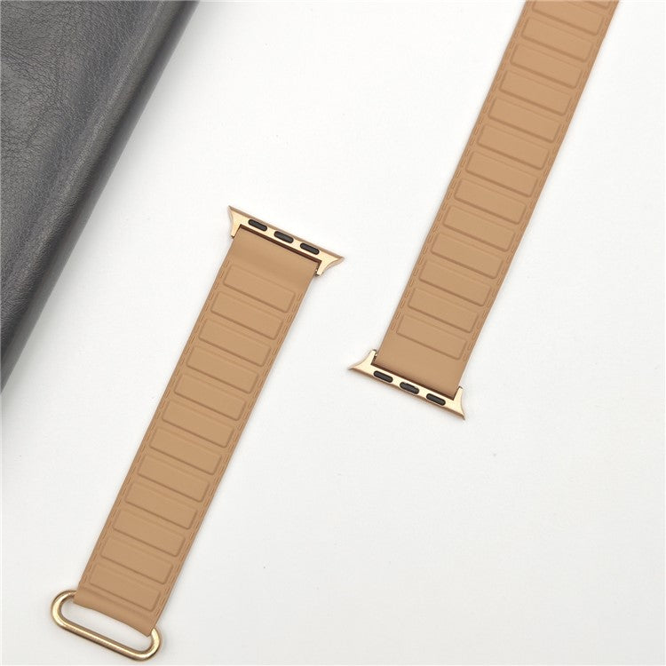 Silicone Strap for Apple Watch Series 10 Ultra 9 8 7 SE 6 5 4 3 2 1 46mm 49mm 45mm 44mm 42mm Magnetic Buckle Watch Band - Apricot