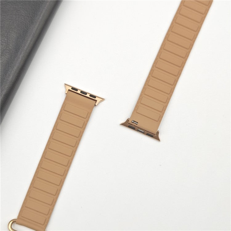 Silicone Strap for Apple Watch Series 10 Ultra 9 8 7 SE 6 5 4 3 2 1 46mm 49mm 45mm 44mm 42mm Magnetic Buckle Watch Band - Apricot