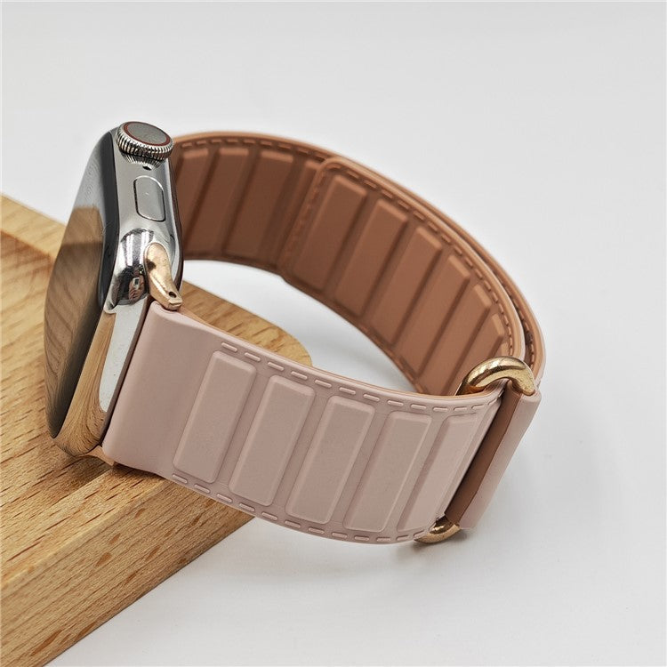 Silicone Strap for Apple Watch Series 10 Ultra 9 8 7 SE 6 5 4 3 2 1 46mm 49mm 45mm 44mm 42mm Magnetic Buckle Watch Band - Rose Grey+Oxford Pink