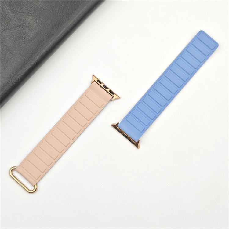 Silicone Strap for Apple Watch Series 10 Ultra 9 8 7 SE 6 5 4 3 2 1 46mm 49mm 45mm 44mm 42mm Magnetic Buckle Watch Band - Blue+Pink