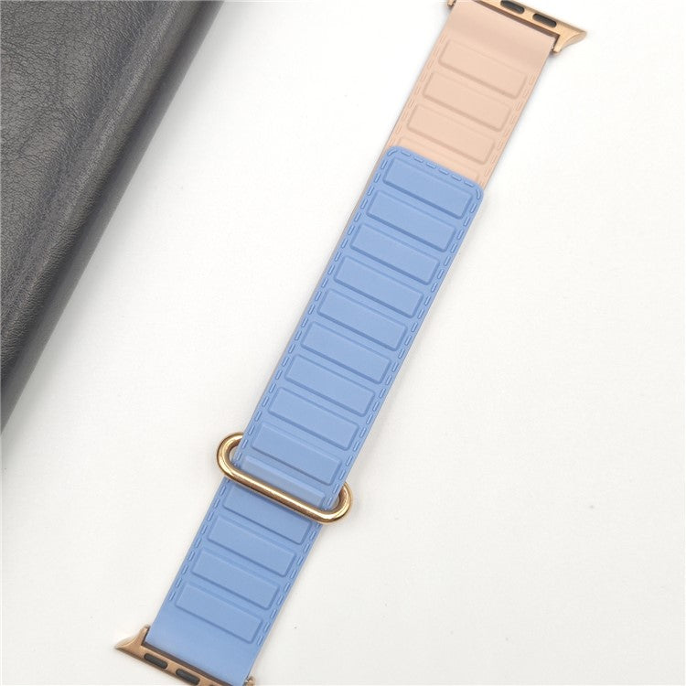 Silicone Strap for Apple Watch Series 10 Ultra 9 8 7 SE 6 5 4 3 2 1 46mm 49mm 45mm 44mm 42mm Magnetic Buckle Watch Band - Blue+Pink