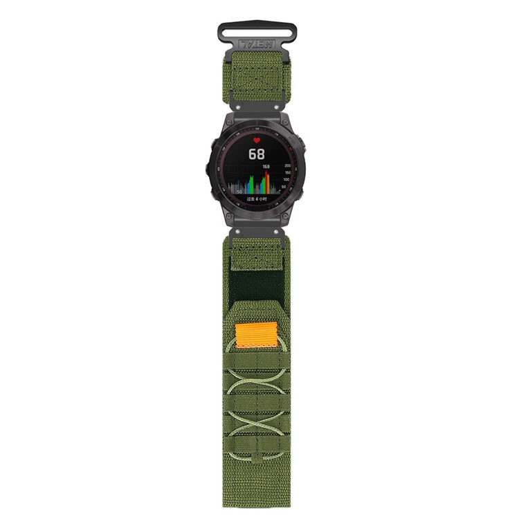 26mm Watch Band for Garmin Fenix 8 51mm / 7X / 6X / 5X Quick Release Nylon Magic Tape Strap - Army Green