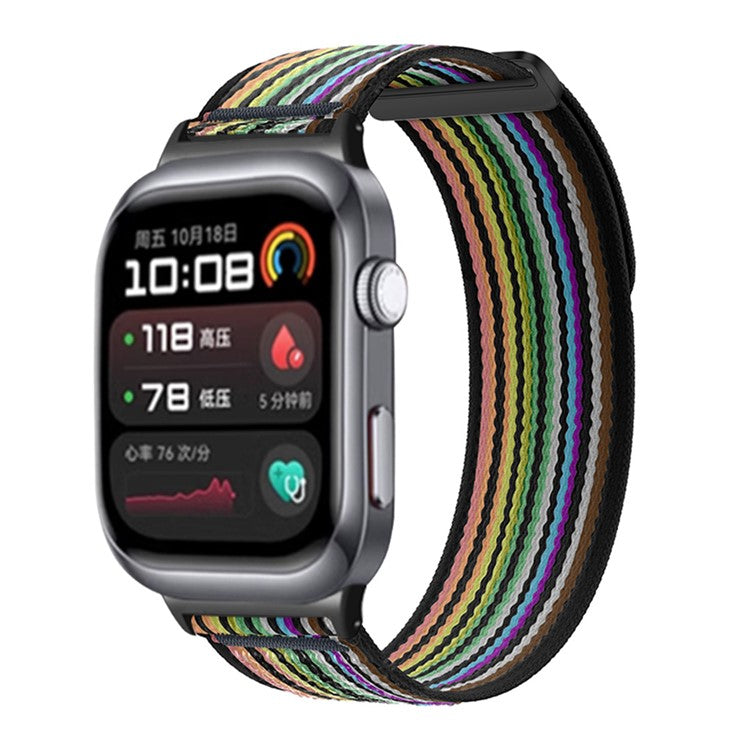 For Huawei Watch D2 Nylon Watch Strap Adjustable Replacement Wrist Band - Black / Rainbow