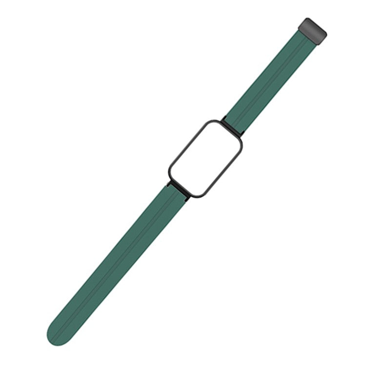 For Xiaomi Smart Band 9 Active / Redmi Band 3 Silicone Watch Band Magnetic Folding Buckle Wrist Strap - Army Green