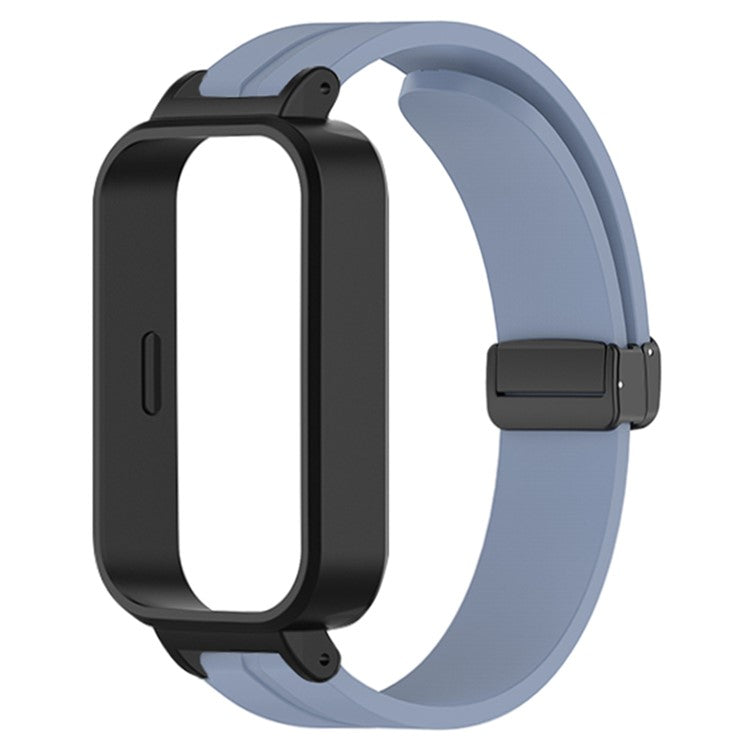 For Xiaomi Smart Band 9 Active / Redmi Band 3 Silicone Watch Band Magnetic Folding Buckle Wrist Strap - Lavender Purple