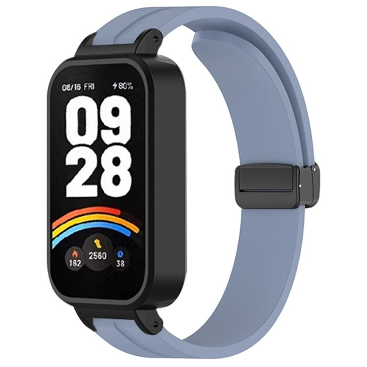 For Xiaomi Smart Band 9 Active / Redmi Band 3 Silicone Watch Band Magnetic Folding Buckle Wrist Strap - Lavender Purple