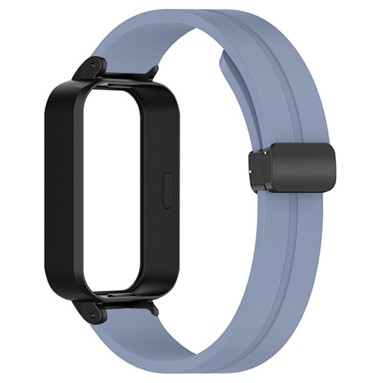 For Xiaomi Smart Band 9 Active / Redmi Band 3 Silicone Watch Band Magnetic Folding Buckle Wrist Strap - Lavender Purple