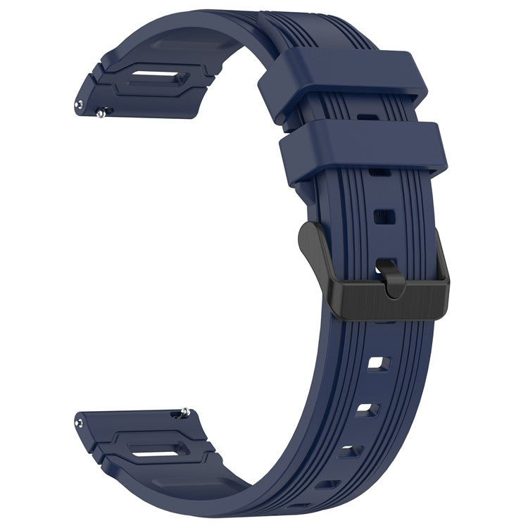 22mm Universal Silicone Watch Band For Huawei Watch GT 5 Pro 46mm / GT 5 46mm / GT 4 46mm Vertical Stripes Strap - Navy Blue