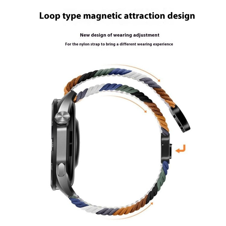 Watch Strap For Xiaomi Smart Band 9 Pro / Band 8 Pro / Redmi Watch 5 / Watch 4 Magnetic Stretchy Nylon Woven Band - Black + Black Buckle