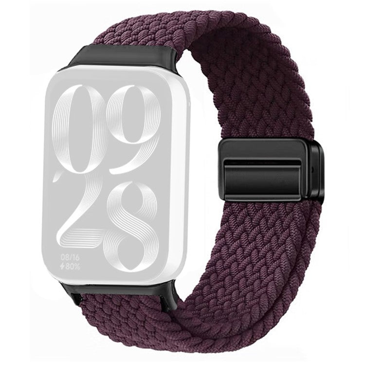 Watch Strap For Xiaomi Smart Band 9 Pro / Band 8 Pro / Redmi Watch 5 / Watch 4 Magnetic Stretchy Nylon Woven Band - Dark Purple + Black Buckle