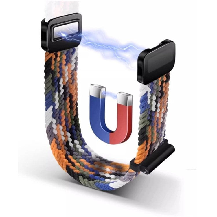 Watch Strap For Xiaomi Smart Band 9 Pro / Band 8 Pro / Redmi Watch 5 / Watch 4 Magnetic Stretchy Nylon Woven Band - Space Grey + Black Buckle