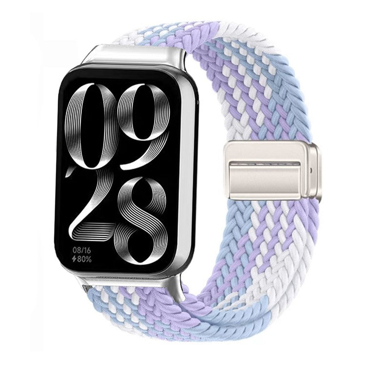 Watch Strap For Xiaomi Smart Band 9 Pro / Band 8 Pro / Redmi Watch 5 / Watch 4 Magnetic Stretchy Nylon Woven Band - Violet Purple + Starlight Buckle