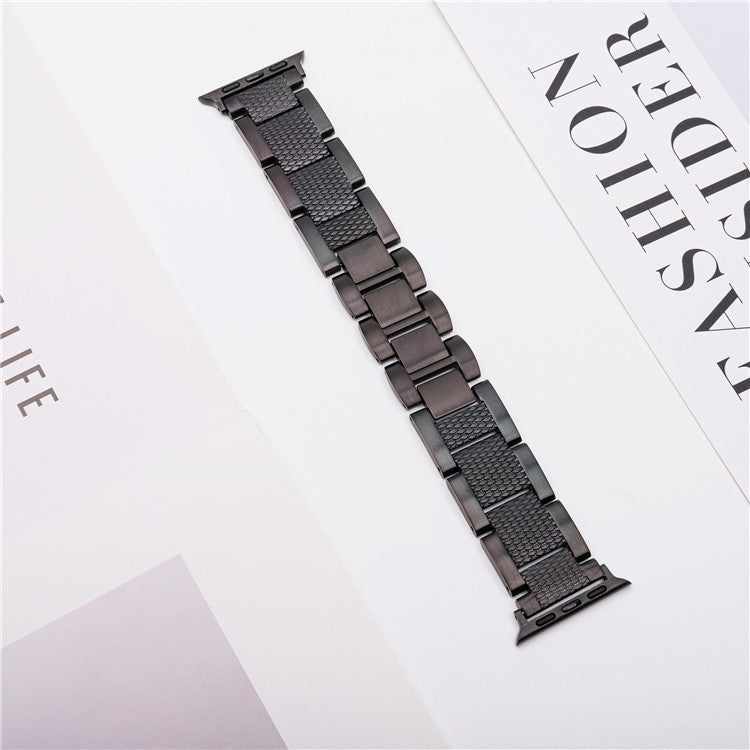 3-Bead Watch Strap for Apple Watch Series 10 Ultra 9 8 7 SE 6 5 4 3 2 1 46mm 49mm 45mm 44mm 42mm Stainless Steel Wrist Band - Black