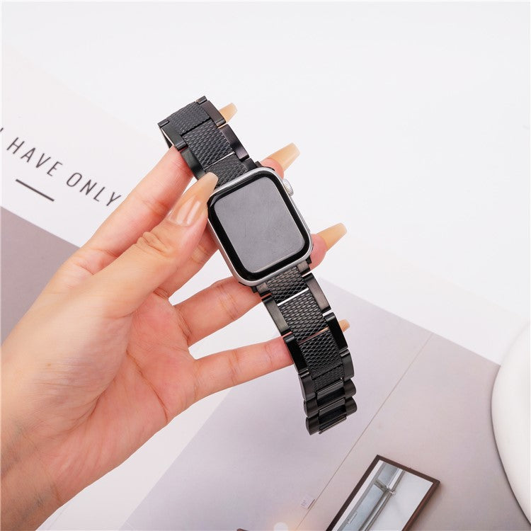 3-Bead Watch Strap for Apple Watch Series 10 Ultra 9 8 7 SE 6 5 4 3 2 1 46mm 49mm 45mm 44mm 42mm Stainless Steel Wrist Band - Black