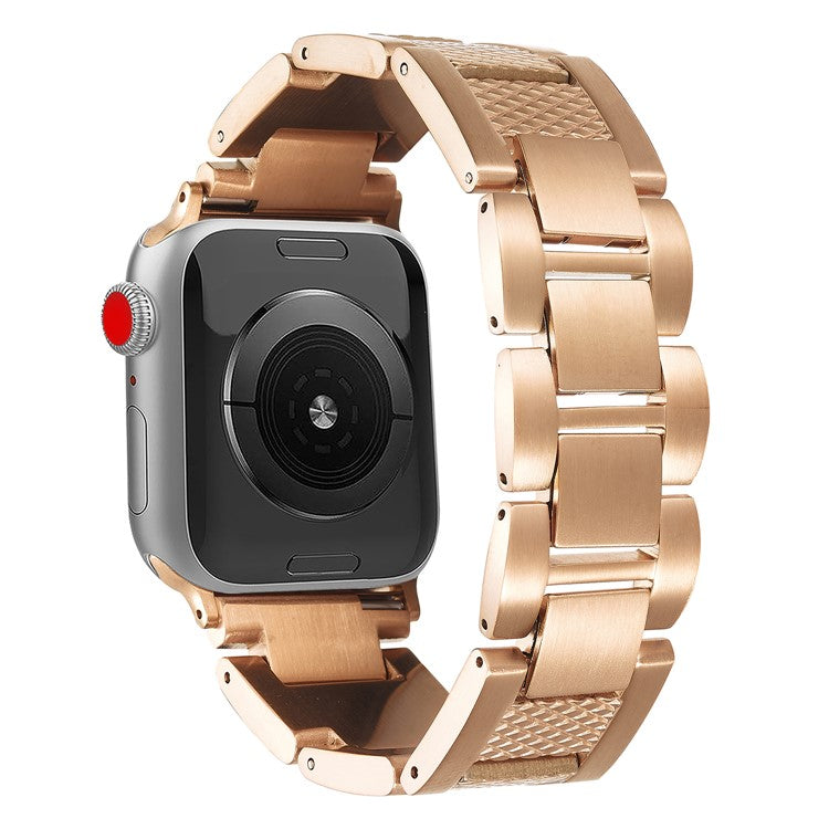 3-Bead Watch Strap for Apple Watch Series 10 Ultra 9 8 7 SE 6 5 4 3 2 1 46mm 49mm 45mm 44mm 42mm Stainless Steel Wrist Band - Rose Gold