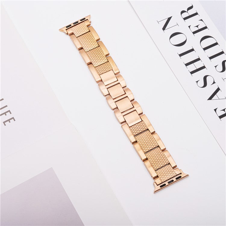 3-Bead Watch Strap for Apple Watch Series 10 Ultra 9 8 7 SE 6 5 4 3 2 1 46mm 49mm 45mm 44mm 42mm Stainless Steel Wrist Band - Rose Gold