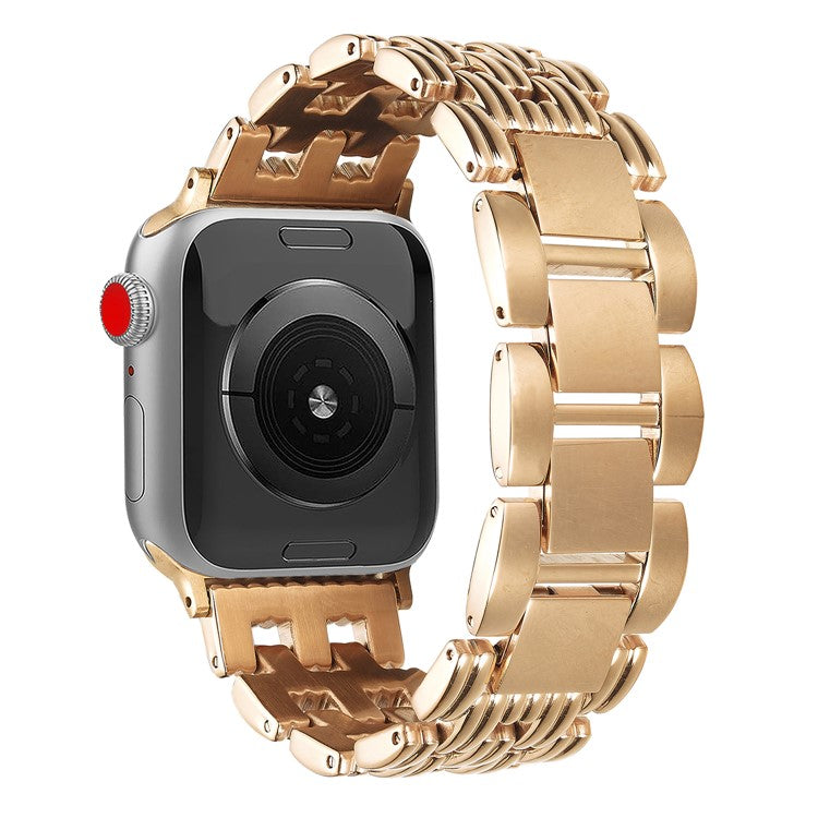 5-Bead Stripe Watch Strap for Apple Watch Series 10 Ultra 9 8 7 SE 6 5 4 3 2 1 46mm 49mm 45mm 44mm 42mm Stainless Steel Wrist Band - Rose Gold