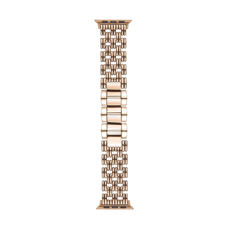 5-Bead Stripe Watch Strap for Apple Watch Series 10 Ultra 9 8 7 SE 6 5 4 3 2 1 46mm 49mm 45mm 44mm 42mm Stainless Steel Wrist Band - Rose Gold