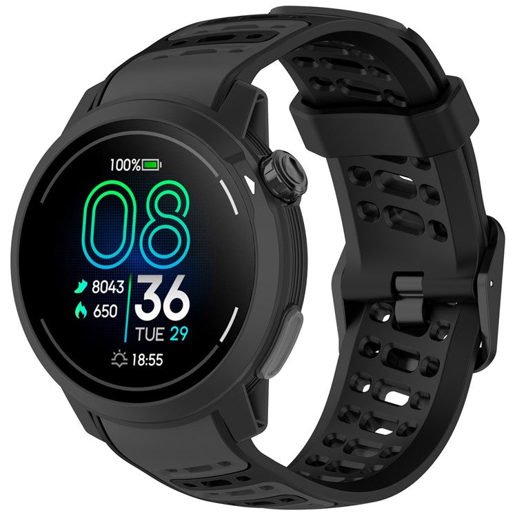 For Coros Pace Pro Silicone Watch Band 22mm Width Adjustable Strap - Black