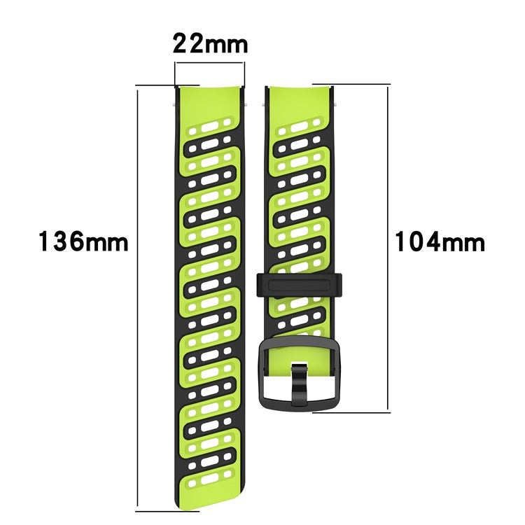 For Coros Pace Pro Silicone Watch Band 22mm Width Adjustable Strap - Black