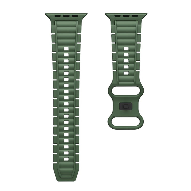 Silicone Watch Band for Apple Watch Series 10 9 8 7 SE 6 5 4 3 2 1 42mm 41mm 40mm 38mm 8-Shaped Buckle Wrist Strap - Army Green