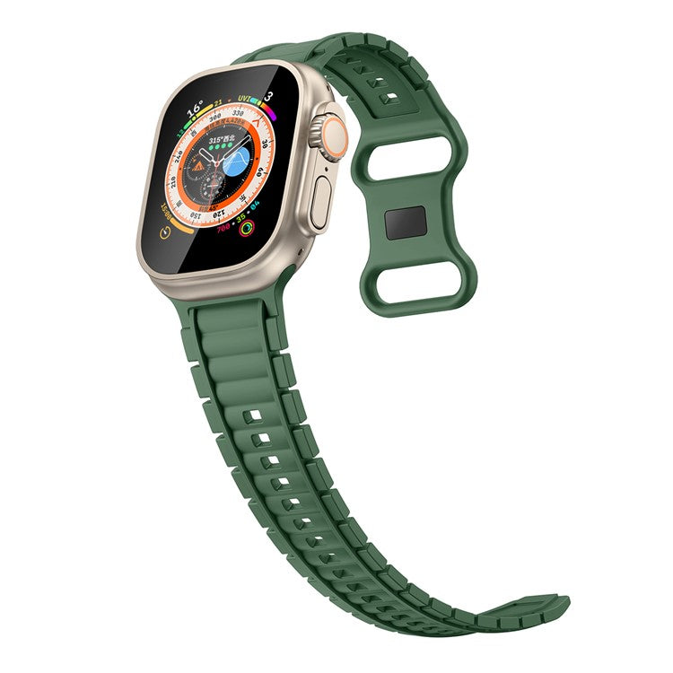 Silicone Watch Band for Apple Watch Series 10 9 8 7 SE 6 5 4 3 2 1 42mm 41mm 40mm 38mm 8-Shaped Buckle Wrist Strap - Army Green