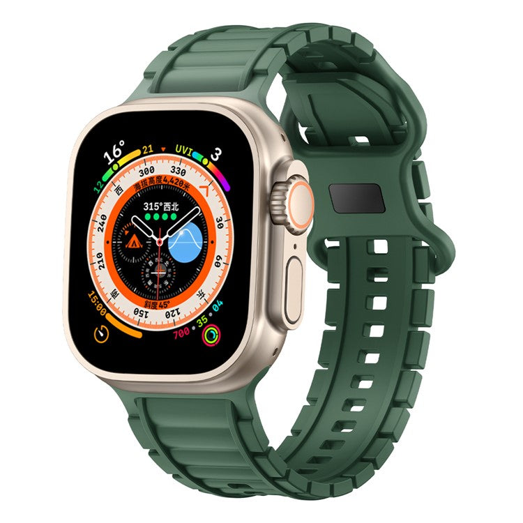 Silicone Watch Band for Apple Watch Series 10 9 8 7 SE 6 5 4 3 2 1 42mm 41mm 40mm 38mm 8-Shaped Buckle Wrist Strap - Army Green