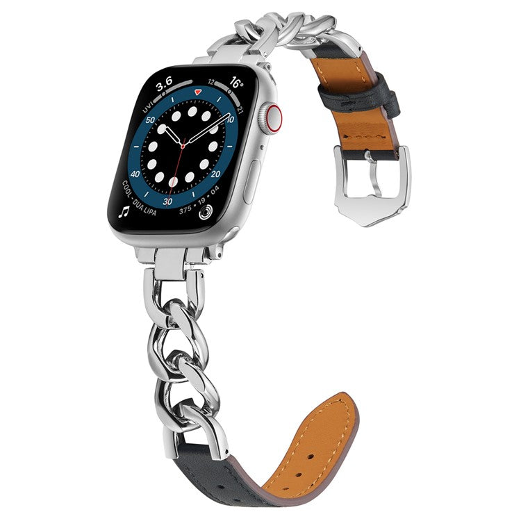 KALEBOL Replacement Strap for Apple Watch Series 10 9 8 7 SE 6 5 4 3 2 1 42mm 41mm 40mm 38mm Leather Chain Watch Band - Brown