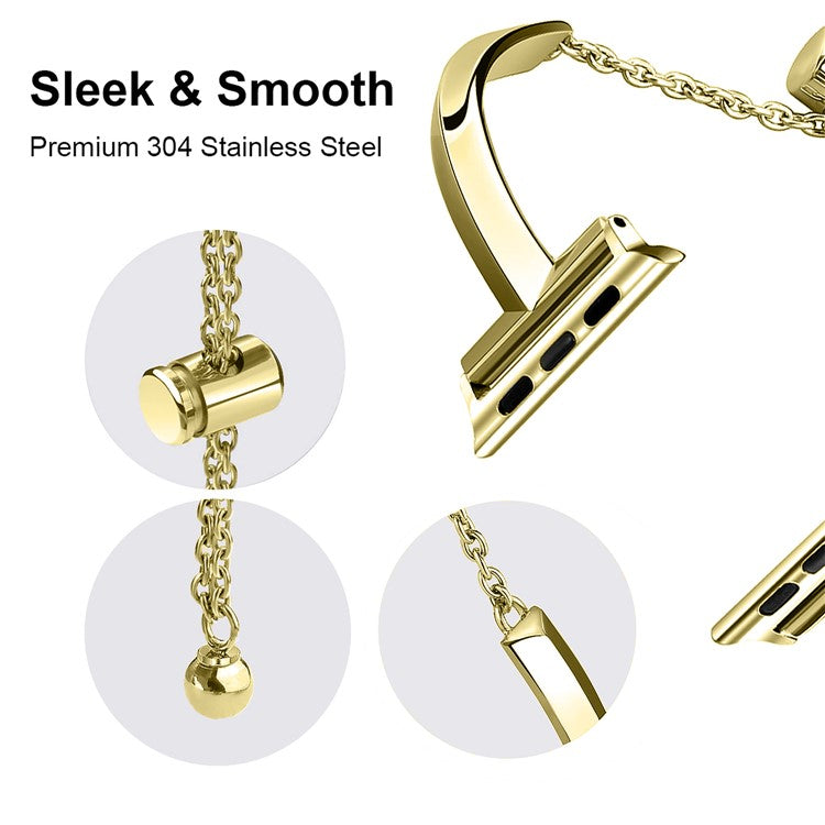 KALEBOL T Shaped Strap for Apple Watch Series 10 9 8 7 SE 6 5 4 3 2 1 42mm 41mm 40mm 38mm Zinc Alloy Watch Band - Gold