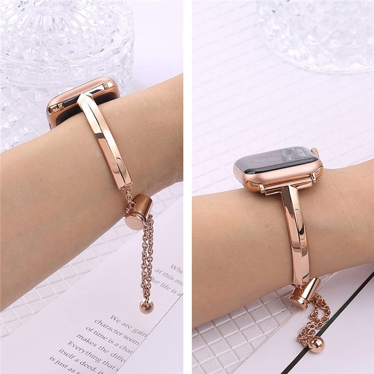 KALEBOL T Shaped Strap for Apple Watch Series 10 9 8 7 SE 6 5 4 3 2 1 42mm 41mm 40mm 38mm Zinc Alloy Watch Band - Rose Gold