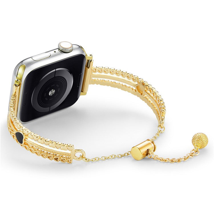 KALEBOL Love Watch Band Bracelet for Apple Watch Series 10 Ultra 9 8 7 SE 6 5 4 3 2 1 46mm 49mm 45mm 44mm 42mm Zircon Zinc Alloy Strap - Gold