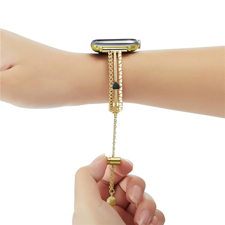 KALEBOL Love Watch Band Bracelet for Apple Watch Series 10 Ultra 9 8 7 SE 6 5 4 3 2 1 46mm 49mm 45mm 44mm 42mm Zircon Zinc Alloy Strap - Gold