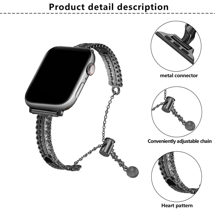 KALEBOL Love Watch Band Bracelet for Apple Watch Series 10 Ultra 9 8 7 SE 6 5 4 3 2 1 46mm 49mm 45mm 44mm 42mm Zircon Zinc Alloy Strap - Gold