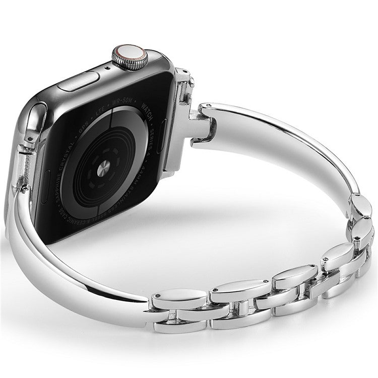 KALEBOL Watch Band Bracelet for Apple Watch Series 10 9 8 7 SE 6 5 4 3 2 1 42mm 41mm 40mm 38mm Zinc Alloy Wrist Strap - Silver