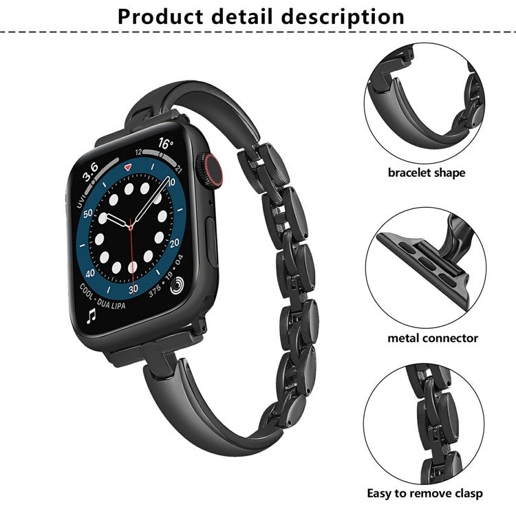 KALEBOL Watch Band Bracelet for Apple Watch Series 10 9 8 7 SE 6 5 4 3 2 1 42mm 41mm 40mm 38mm Zinc Alloy Wrist Strap - Silver
