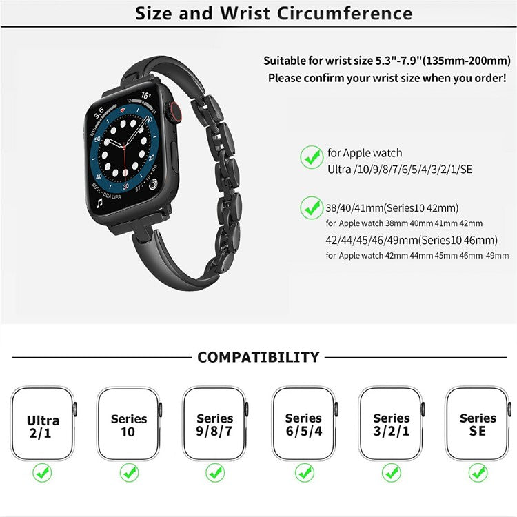 KALEBOL Watch Band Bracelet for Apple Watch Series 10 9 8 7 SE 6 5 4 3 2 1 42mm 41mm 40mm 38mm Zinc Alloy Wrist Strap - Silver