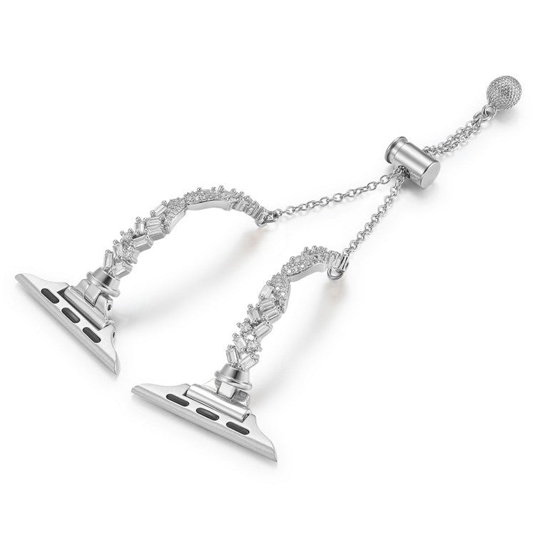 KALEBOL Rhinestone Watch Band for Apple Watch Series 10 9 8 7 SE 6 5 4 3 2 1 42mm 41mm 40mm 38mm Angel Wings Zinc Alloy Strap - Silver