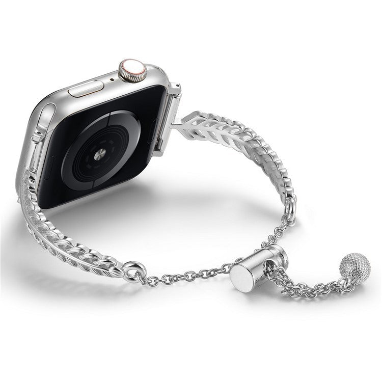 KALEBOL Feather Shape Watch Band for Apple Watch Series 10 9 8 7 SE 6 5 4 3 2 1 42mm 41mm 40mm 38mm Zinc Alloy Wrist Strap - Silver