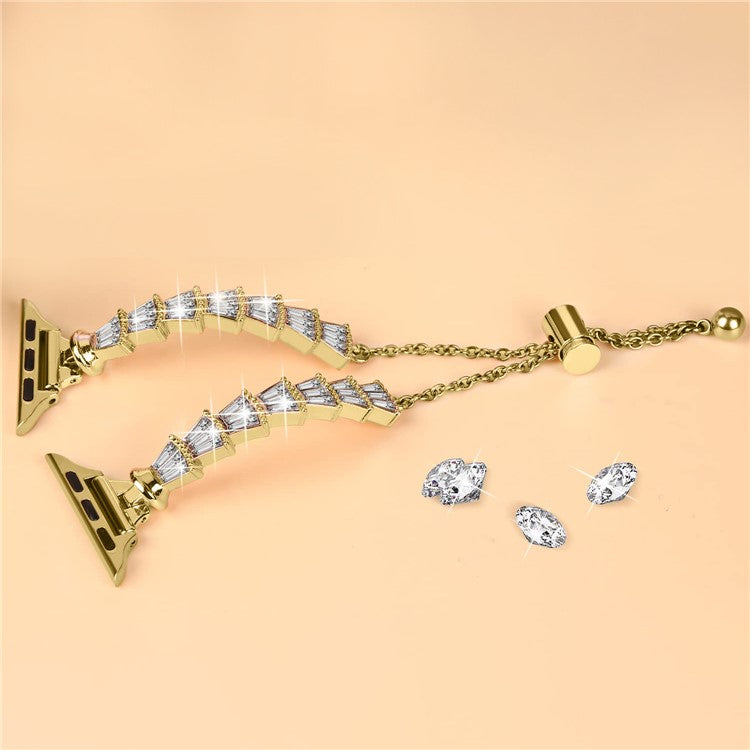 KALEBOL Crown Diamond Metal Band for Apple Watch Series 10 Ultra 9 8 7 SE 6 5 4 3 2 1 46mm 49mm 45mm 44mm 42mm Zinc Alloy Watch Strap - Gold