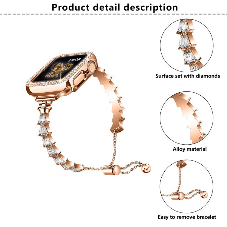 KALEBOL Crown Diamond Metal Band for Apple Watch Series 10 Ultra 9 8 7 SE 6 5 4 3 2 1 46mm 49mm 45mm 44mm 42mm Zinc Alloy Watch Strap - Gold