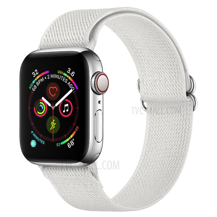Adjustable Woven Polyester Watchband Wrist Strap Replacement for Apple Watch Series 10 9 8 7 SE 6 5 4 3 2 1 42mm 41mm 40mm 38mm - White