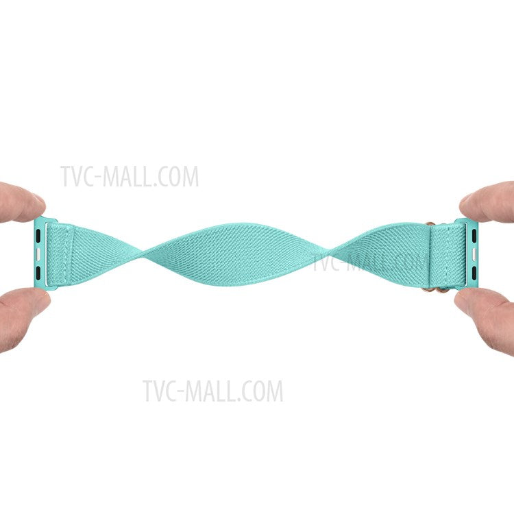 Adjustable Woven Polyester Watchband Wrist Strap Replacement for Apple Watch Series 10 9 8 7 SE 6 5 4 3 2 1 42mm 41mm 40mm 38mm - Light Green