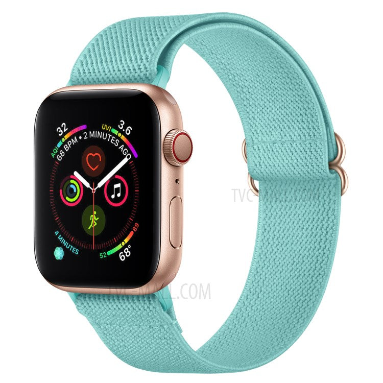 Adjustable Woven Polyester Watchband Wrist Strap Replacement for Apple Watch Series 10 9 8 7 SE 6 5 4 3 2 1 42mm 41mm 40mm 38mm - Light Green