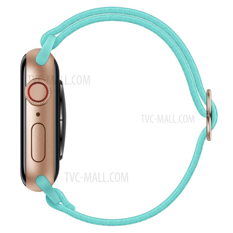 Adjustable Woven Polyester Watchband Wrist Strap Replacement for Apple Watch Series 10 9 8 7 SE 6 5 4 3 2 1 42mm 41mm 40mm 38mm - Light Green