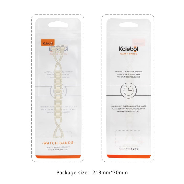 KALEBOL Cross Watch Band for Apple Watch Series 10 9 8 7 SE 6 5 4 3 2 1 42mm 41mm 40mm 38mm Rhinestone Zinc Alloy Wrist Strap - Gold