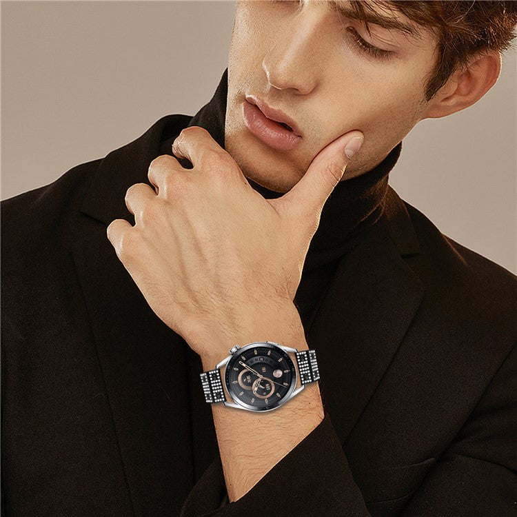 For Honor Watch Magic Band Alloy Metal Rhinestones Decor Watch Strap with Butterfly Clasp - Black