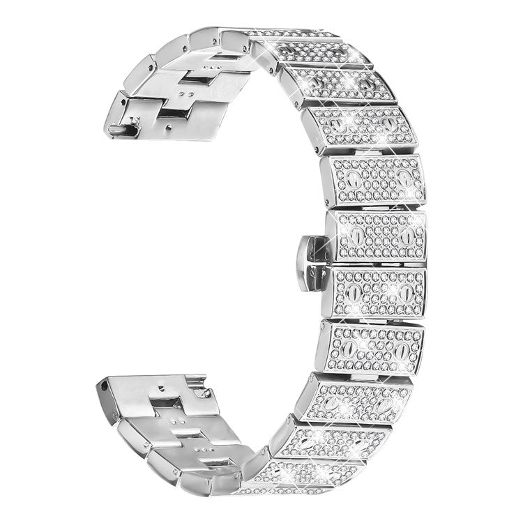 For Xiaomi Watch S1 / S1 Active Band Alloy Metal Rhinestones Decor Watch Strap with Butterfly Clasp - Silver