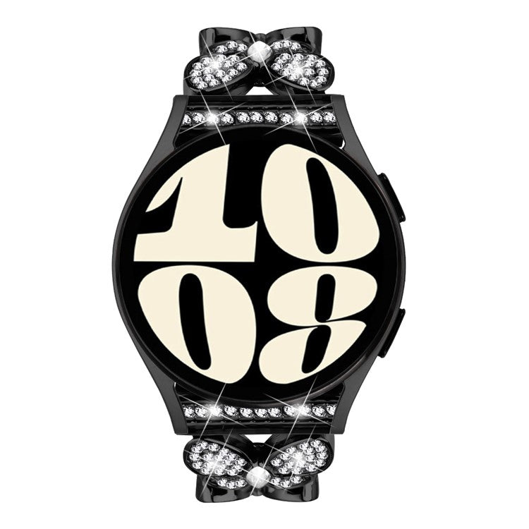 For Samsung Galaxy Watch 46mm Band Butterfly Rhinestones Decor Alloy Metal Watch Strap - Black